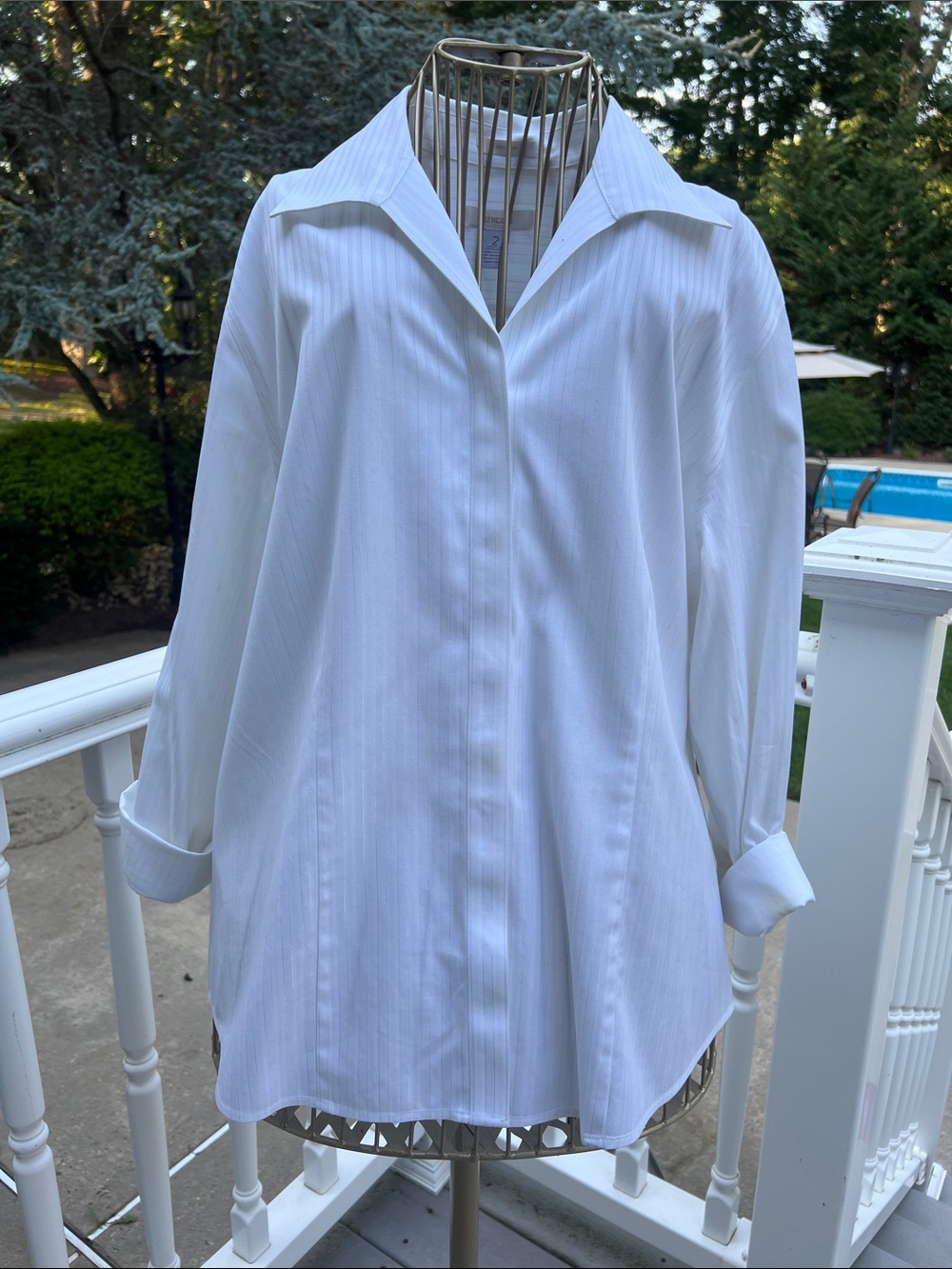 Chico's White Button-Down Tunic Shirt